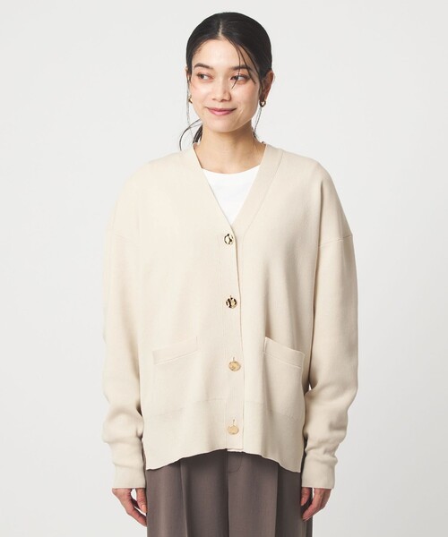 green label relaxing（グリーンレーベルリラクシング）の「パフニット カーディガン ウォッシャブル（カーディガン/ボレロ・レディース・ナチュラル/ブラック/ライトピンク・FREE）」の15枚目の写真