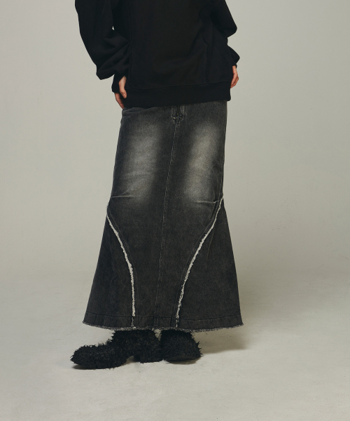 Denim Wide Long Skirt