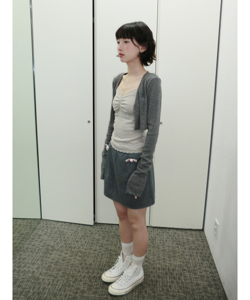 HETIT（ヘティ）の「ワッフルローズコットンスカート（チャコール）（スカート・レディース・その他・FREE）」の4枚目の写真