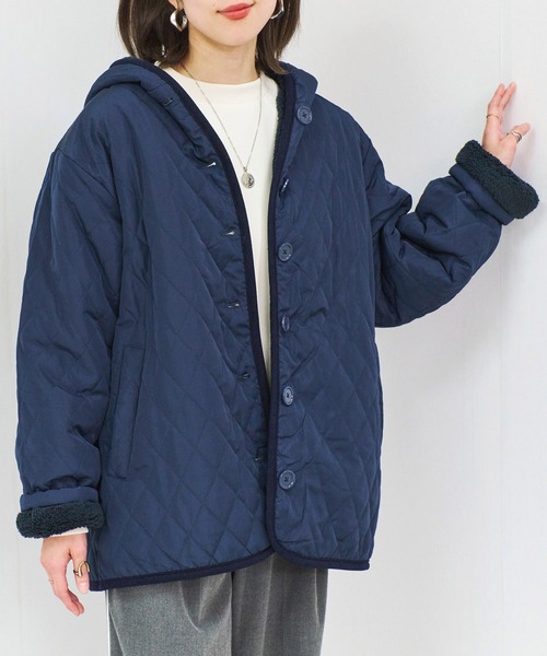 セール】フード付き 裏ボアキルティングジャケット（ブルゾン）｜Fizz