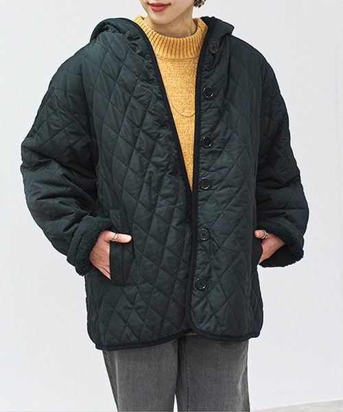 PGG フード付きキルティング中綿ジャケット サイズ0 セール】フード付き 裏ボアキルティングジャケット（ブルゾン）｜Fizz