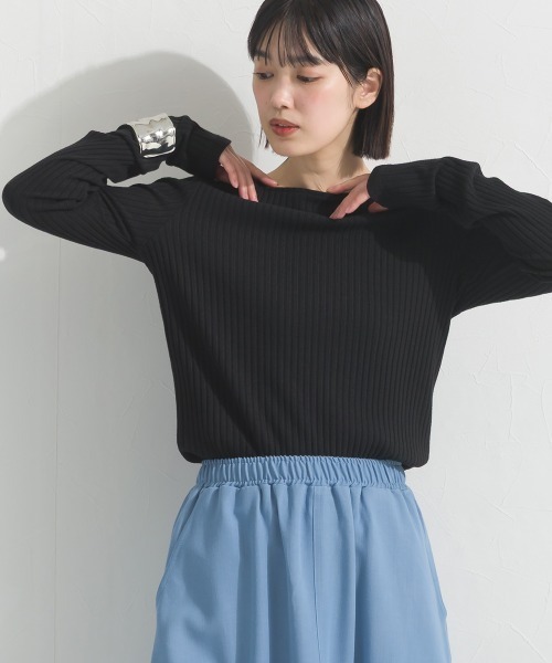 OMNES(オムネス)の「テレコスクエアネック長袖トップス(Tシャツ/カットソー・レディース・グレー/ブラック/ホワイト/ベージュ・FREE)」の21枚目の写真
