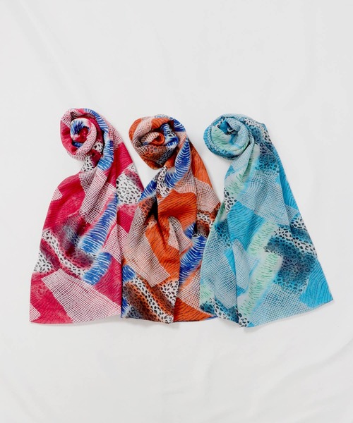 OSYAREVO（オシャレボ）の「ストール ショール マフラー 大判（マフラー・レディース・レッド/オレンジ/ブルー・FREE）」の3枚目の写真