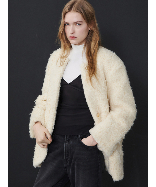 オーバーサイズフォーシアリングジャケット、クリーム