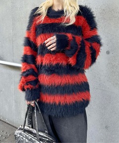 モケモケボーダーシャギーニット（ニット/セーター）｜sedacle