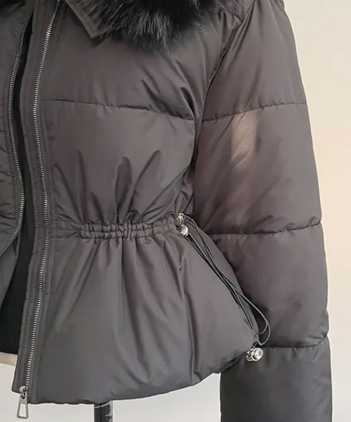 セール】ファー付き ウエストシェイプ 中綿ダウンジャケット（ダウン