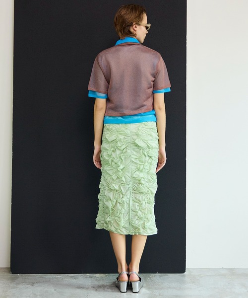 MAISON SPECIAL(メゾンスペシャル)の「Random Shredding Skirt/ランダムシャーリングスカート(デニムスカート・レディース・ミント/ブルー/ブラック・38/36)」の14枚目の写真