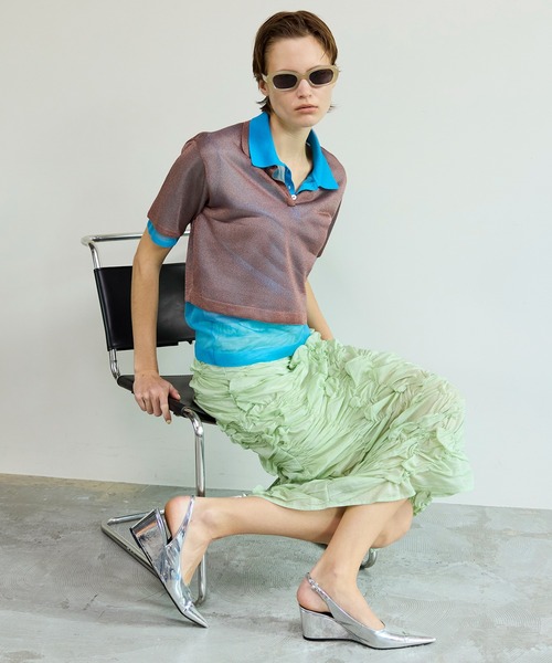 MAISON SPECIAL(メゾンスペシャル)の「Random Shredding Skirt/ランダムシャーリングスカート(デニムスカート・レディース・ミント/ブルー/ブラック・38/36)」の15枚目の写真