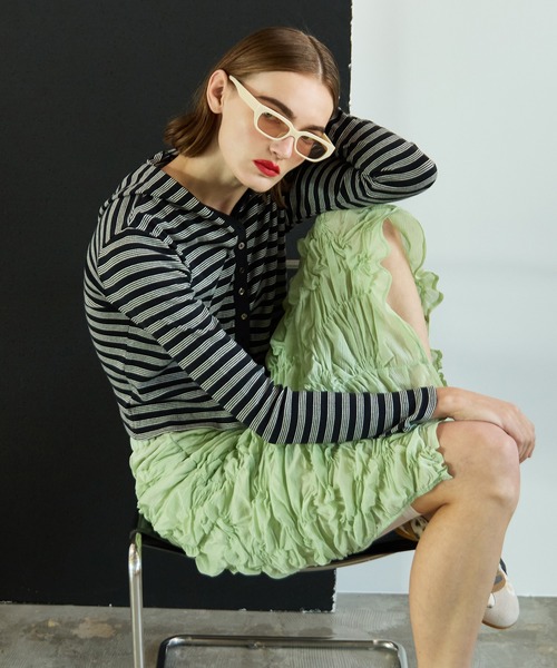 MAISON SPECIAL(メゾンスペシャル)の「Random Shredding Skirt/ランダムシャーリングスカート(デニムスカート・レディース・ミント/ブルー/ブラック・38/36)」の22枚目の写真