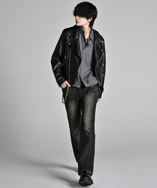 ADRER（アドラー）の「Cropped Double Riders Jacket / クロップド・ダブル・ライダース・ジャケット（ブルゾン・メンズ・ブラック/ブラウン・M/S/XS/L）」の22枚目の写真