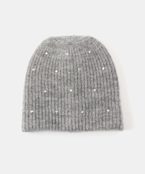 B.C STOCK（ベーセーストック）の「ビジュービーニー（ニットキャップ/ビーニー・レディース・ベージュ/チャコールグレー・FREE）」の2枚目の写真