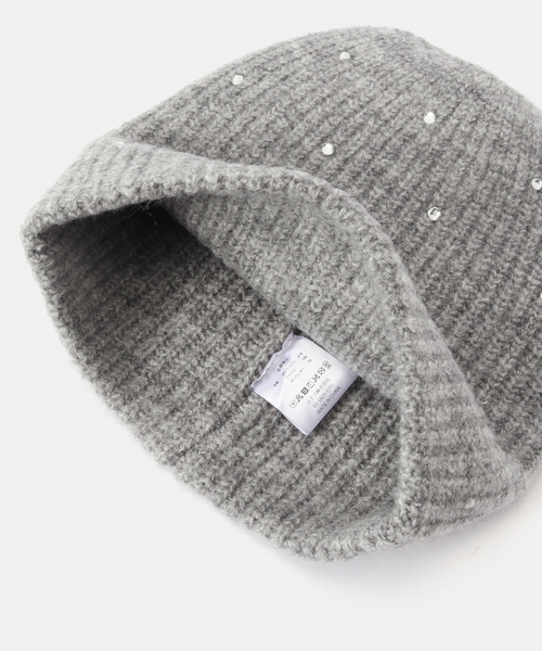 B.C STOCK（ベーセーストック）の「ビジュービーニー（ニットキャップ/ビーニー・レディース・ベージュ/チャコールグレー・FREE）」の4枚目の写真