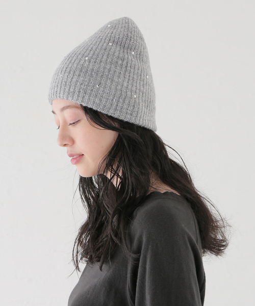 B.C STOCK（ベーセーストック）の「ビジュービーニー（ニットキャップ/ビーニー・レディース・ベージュ/チャコールグレー・FREE）」の9枚目の写真