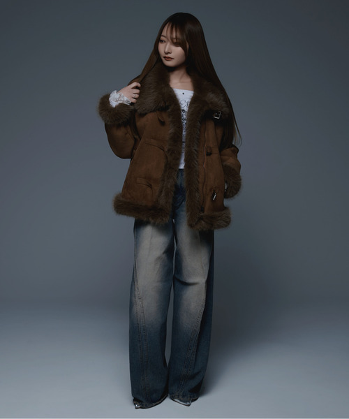 .KOM(ドットコム)の「『.KOM/ドットケーオーエム』ムートン系JKT【GC】(ムートンコート・レディース・ブラック/キャメル・M)」の11枚目の写真