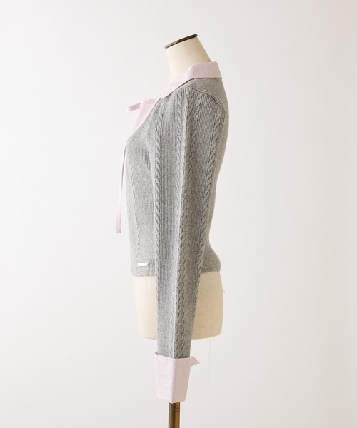 one after another NICE CLAUP（ワンアフターアナザーナイスクラップ）の「シャツドッキングレイヤードニット（ニット/セーター・レディース・ホワイト×ブルー/イエロー系その他/グレー×ピンク/ネイビー系・FREE）」の13枚目の写真