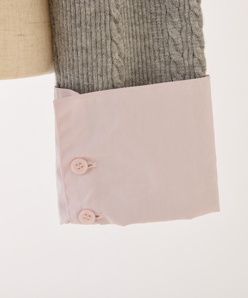 one after another NICE CLAUP（ワンアフターアナザーナイスクラップ）の「シャツドッキングレイヤードニット（ニット/セーター・レディース・ホワイト×ブルー/イエロー系その他/グレー×ピンク/ネイビー系・FREE）」の7枚目の写真