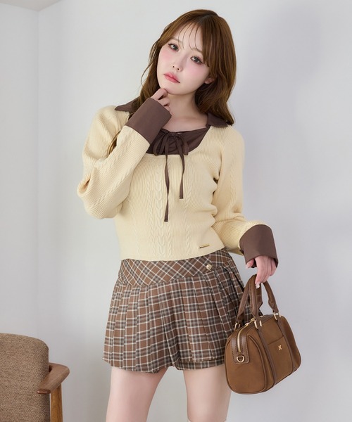 セール】シャツドッキングレイヤードニット（ニット/セーター）｜one