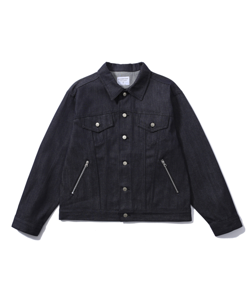 EYEUNDERSTAND（アイアンダスタンド）の「Zipper Trucker Denim Jacket (Deep Blue)（デニムジャケット・メンズ・その他・FREE）」の3枚目の写真