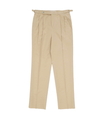 Cotton adjust Double Pleats relaxed Chino Pants (Khaki)