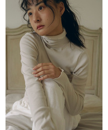 Ribbed organic cotton turtleneck in mint
