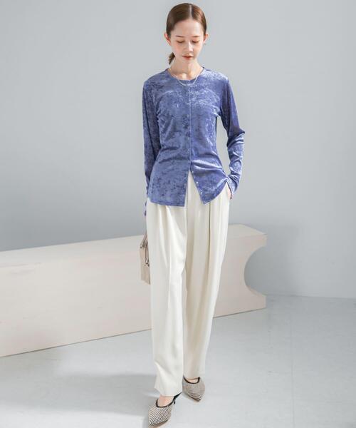 URBAN RESEARCH ROSSO WOMEN（アーバンリサーチ　ロッソ）の「ジョーゼットタックテーパードパンツ（その他パンツ・レディース・オフホワイト/ブラック・36/38）」の7枚目の写真