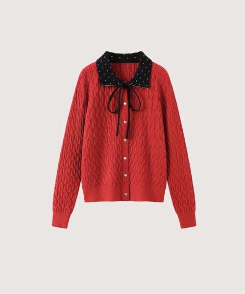 LA POMME petit(ラポミ・プチ)の「Detail Lace Ribbon Cardigan(カーディガン/ボレロ・レディース・アイボリー/グレー/レッド・SMALL/MEDIUM)」の3枚目の写真