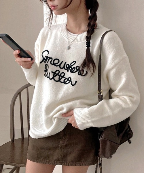inst.ALL(インストール)の「コードロゴニットプルオーバー(ニット/セーター・レディース・チャコールグレー/グレー/ブラウン/ホワイト/ワインレッド・M)」の15枚目の写真