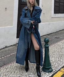 meJane | ルーズシルエット デニムロングトレンチコート(トレンチコート)