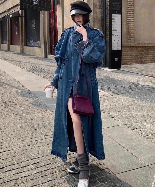 meJane（ミージェーン）の「ルーズシルエット デニムロングトレンチコート（トレンチコート・レディース・ダークブルー・FREE）」の2枚目の写真