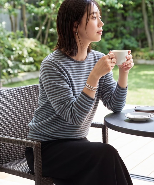 STYLE DELI(スタイルデリ)の「【LUXE】カラーボーダーウールニット(ニット/セーター・レディース・グレー/パープル/ブラウン・FREE)」の20枚目の写真