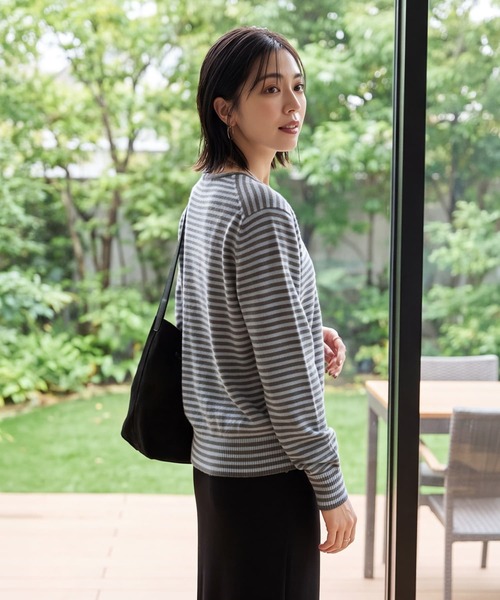 STYLE DELI(スタイルデリ)の「【LUXE】カラーボーダーウールニット(ニット/セーター・レディース・グレー/パープル/ブラウン・FREE)」の18枚目の写真