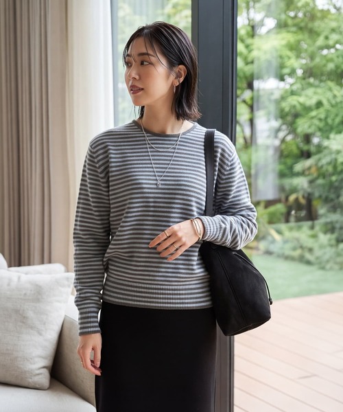 STYLE DELI(スタイルデリ)の「【LUXE】カラーボーダーウールニット(ニット/セーター・レディース・グレー/パープル/ブラウン・FREE)」の16枚目の写真
