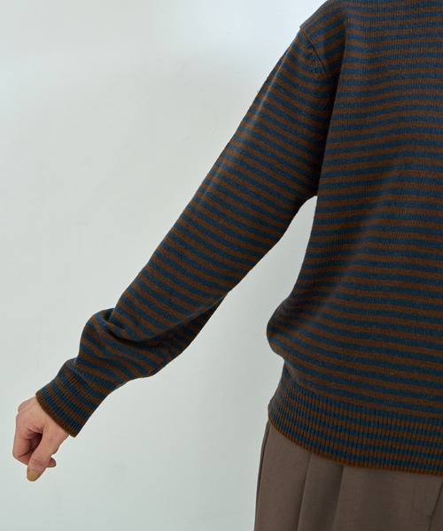 STYLE DELI(スタイルデリ)の「【LUXE】カラーボーダーウールニット(ニット/セーター・レディース・グレー/パープル/ブラウン・FREE)」の5枚目の写真