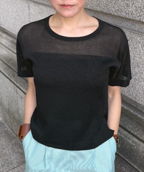 JENNE(ジェンヌ)の「和紙メイドクールサマーニット(ニット/セーター・レディース・ホワイト/ブラック・SMALL/MEDIUM/LARGE)」の4枚目の写真