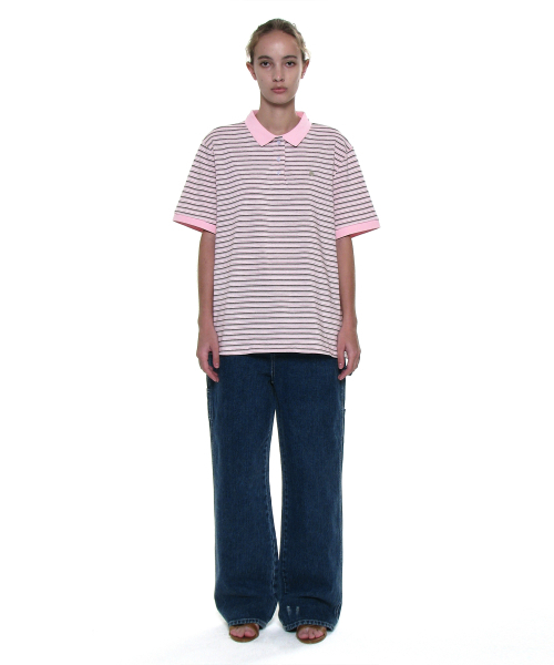 PARTIMENTO WOMEN(パルティメントウィメン)の「ストライプショートスリーブポロTシャツ_ピンク(ポロシャツ・レディース・その他・ONE SIZE)」の2枚目の写真