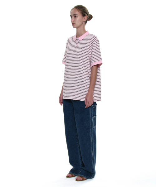 PARTIMENTO WOMEN(パルティメントウィメン)の「ストライプショートスリーブポロTシャツ_ピンク(ポロシャツ・レディース・その他・ONE SIZE)」の3枚目の写真