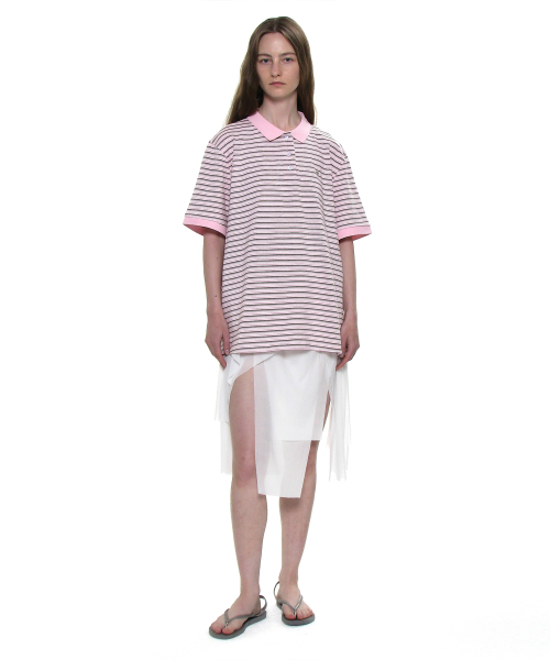 PARTIMENTO WOMEN(パルティメントウィメン)の「ストライプショートスリーブポロTシャツ_ピンク(ポロシャツ・レディース・その他・ONE SIZE)」の8枚目の写真