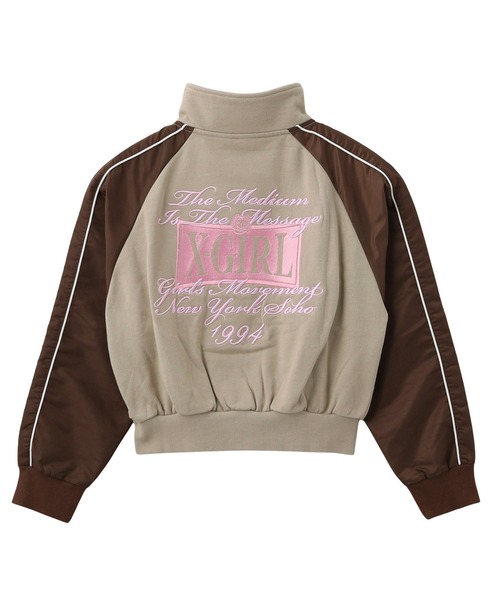 X-girl（エックスガール）の「WOVEN MIX SWEAT ZIP UP TOP（スウェット・レディース・ブラック/ライトピンク/ベージュ・S/M）」の5枚目の写真