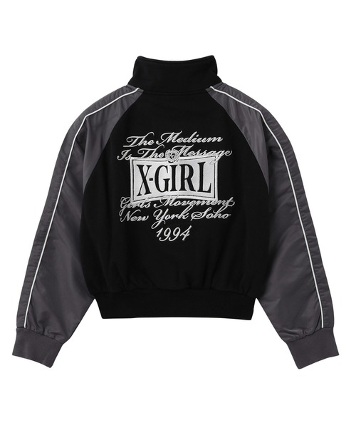X-girl（エックスガール）の「WOVEN MIX SWEAT ZIP UP TOP（スウェット・レディース・ブラック/ライトピンク/ベージュ・S/M）」の6枚目の写真