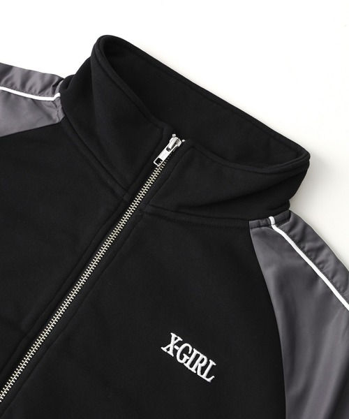 X-girl（エックスガール）の「WOVEN MIX SWEAT ZIP UP TOP（スウェット・レディース・ブラック/ライトピンク/ベージュ・S/M）」の7枚目の写真