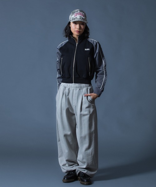 X-girl（エックスガール）の「WOVEN MIX SWEAT ZIP UP TOP（スウェット・レディース・ブラック/ライトピンク/ベージュ・S/M）」の14枚目の写真