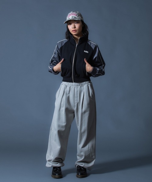 X-girl（エックスガール）の「WOVEN MIX SWEAT ZIP UP TOP（スウェット・レディース・ブラック/ライトピンク/ベージュ・S/M）」の15枚目の写真