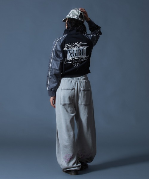 X-girl（エックスガール）の「WOVEN MIX SWEAT ZIP UP TOP（スウェット・レディース・ブラック/ライトピンク/ベージュ・S/M）」の21枚目の写真