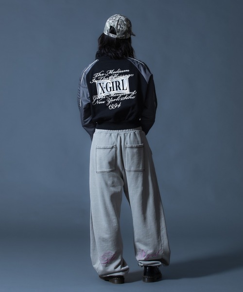WOVEN MIX SWEAT ZIP UP TOP（スウェット）｜X-girl（エックスガール