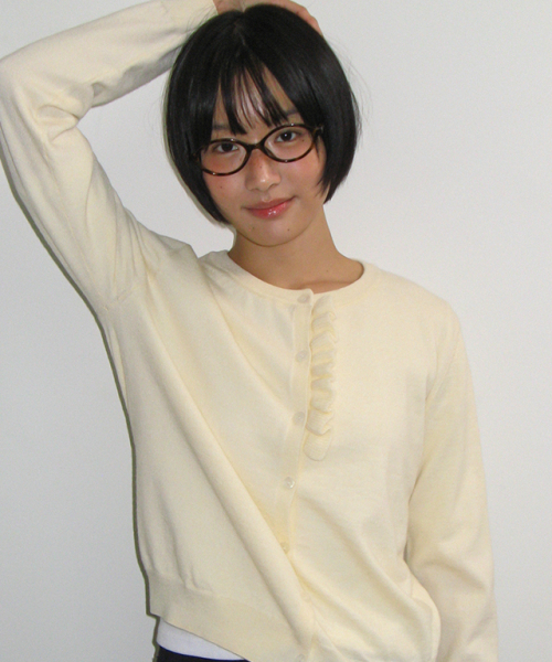 FRILL BUTTON KNIT CARDIGAN CREAM