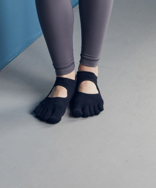 Julier Yoga and Relax(ジュリエヨガアンドリラックス)の「Julier グリップフローソックス(ソックス/靴下・レディース・ブルー/ブラック・FREE)」の2枚目の写真