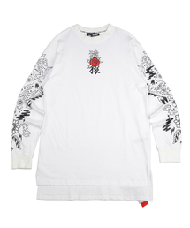Monkey Flower（モンキーフラワー）の「共用トロピカルグラフィック綿シングル長袖Tシャツ/MS8WTS05U WHITE（Tシャツ/カットソー）」