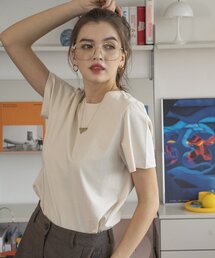 VANONE ATELIER（バノンアトリエ）の「A3403 Signature silket T-shirt_Light beige（Tシャツ/カットソー）」