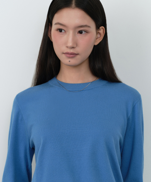MUSINSA STANDARD WOMAN（ムシンサスタンダードウーマン）の「ウィメンズエッセンシャルラウンドネックニット[ブルー]（ニット/セーター・レディース・その他・X-SMALL/SMALL/LARGE/MEDIUM）」の6枚目の写真