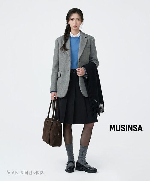 MUSINSA STANDARD WOMAN（ムシンサスタンダードウーマン）の「ウィメンズエッセンシャルラウンドネックニット[ブルー]（ニット/セーター・レディース・その他・X-SMALL/SMALL/LARGE/MEDIUM）」の2枚目の写真